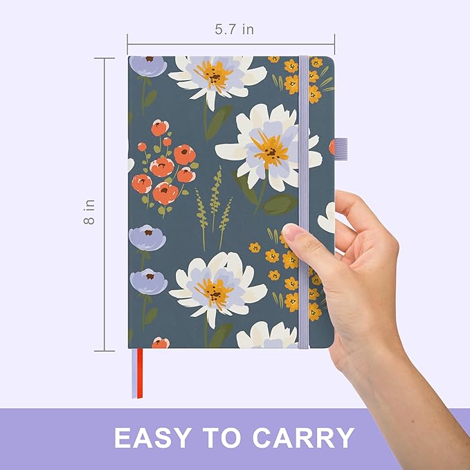 &And Per Se Dotted Journal Notebook, A5 Hardcover Aesthetic Dotted Notebook – 160 Pages 100gsm Thick Dot Grid Paper, 3 Sticker Sheets – Gift-Ready Journaling Kit for Women (Garden Flowers)