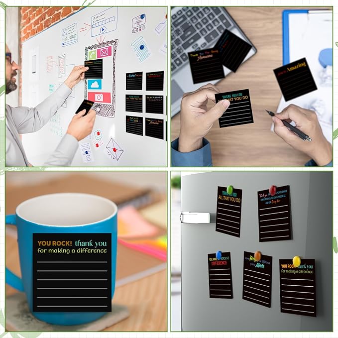 Yinder 24 Pcs Inspirational Sticky Notes Thank You Gift Motivational Sticky Note Pad Employee Appreciation Gift Bulk for Staff Coworker Teacher Nurse Office Groups 3 x 3'' (Thank You,Black)
