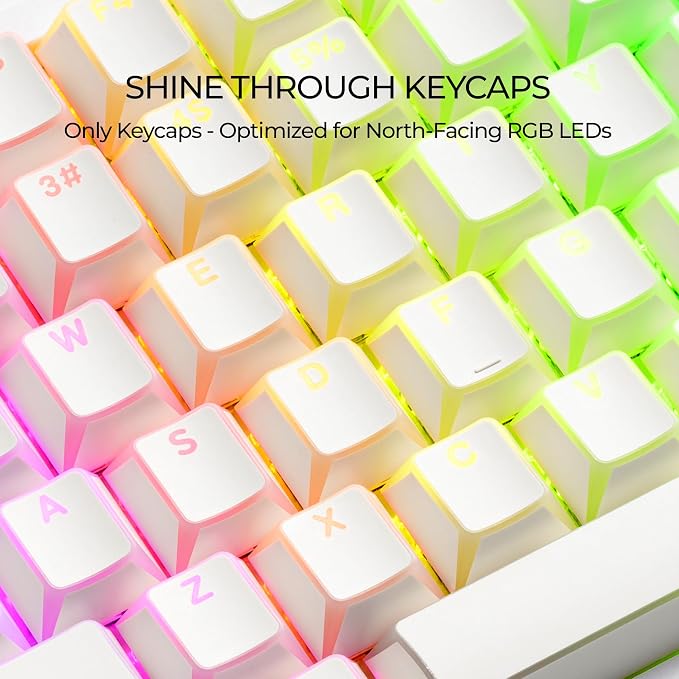 GMKWTL XVX White Shine Through Keycaps, PBT Keyboard Keycaps Cherry Profile, Custom Translucent Keycap Sets Suitable for 60% 65% 75% 80% 100% Mechanical Keyboard