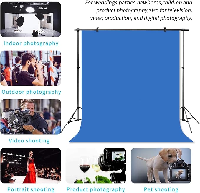 Blue Backdrop Background for Photography Photo Booth Backdrop for Photoshoot Background Screen Video Recording Parties Curtain 5x7FT