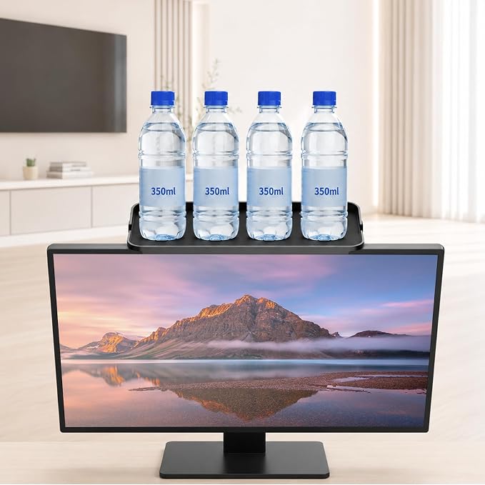 QAQMILI TV Top Shelf, Adjustable Computer Monitor Shelf, Screen Top Speaker Mount Storage Bracket for WiFi Router, Media Box, Game Console, Remote Controls, Cable Box, Cell Phone, Plants