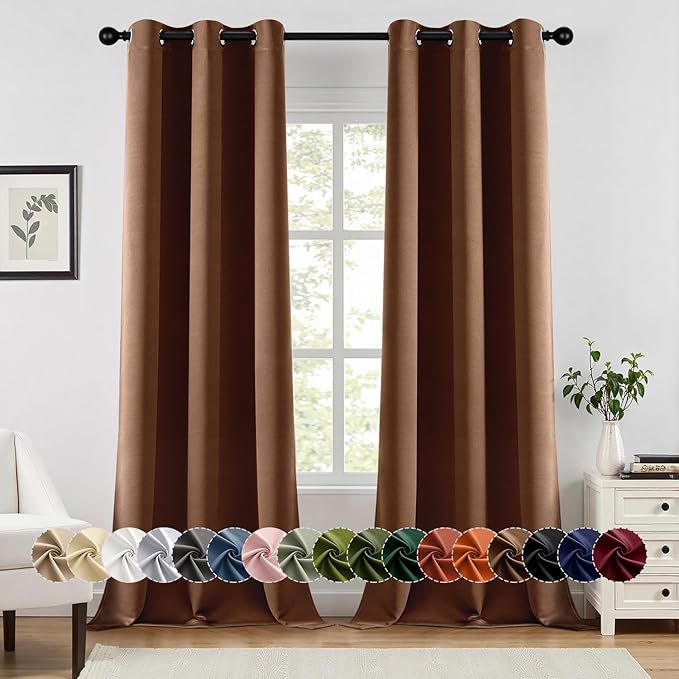 MIULEE Blackout Curtains for Bedroom Living Room 2 Panels, Thermal Insulated Room Darkening Drapes Grommet Noise Reducing Light Blocking Window Treatments 90 Inches Long 40x90 Inch Mocha Brown