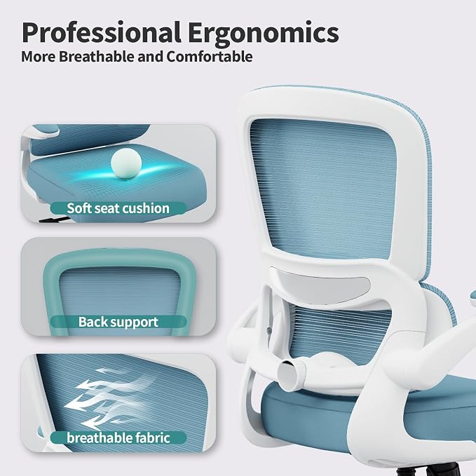 TRALT Office Chair - Ergonomic Desk Chair with Adjustable Lumbar Support, Mesh Computer Chair, Executive Chairs for Home Office Comfortable Lumbar Support,Sky Blue