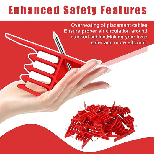 200 Pack Cable Stackers with Steel Nails, Multi-Cable Electrical Wire Clips | Insulated Cord Staples for Organizing Multiple Electrical Wires and Cables, Easy Nail-In Installation for Most Cable Types