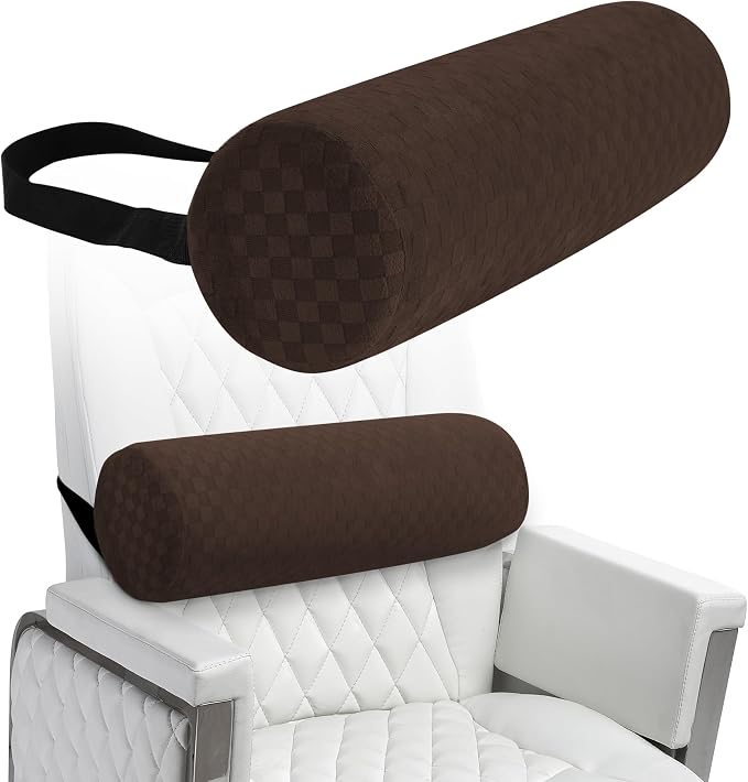 Coeyese Lumbar Roll Pillow for Lower Back Support, Dark Brown, 15 * 4.3'' | Removable Pillowcase, Upgraded Adjustable Strap, Suitable for Office, Chair, Car, Seat Pain Relief & Improving Posture