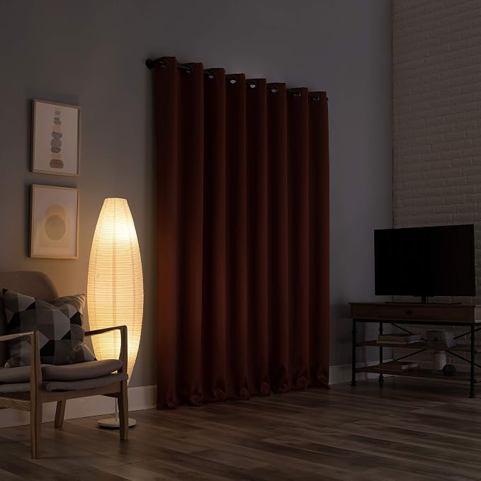 Sun Zero Nordic 2-pack Theater Grade Extreme 100% Blackout Grommet Curtain Panel Pair, 52" x 63", Terracotta