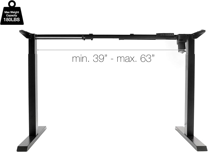 TechOrbits Electric Standing Desk Frame - Two Leg Motorized Stand Up Desk Base - Sit Stand Desk with Memory Settings and Telescopic Height Adjustment (Black)