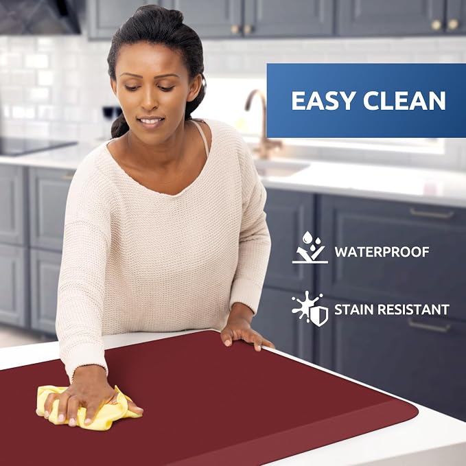 KitchenClouds Kitchen Mat Cushioned Anti Fatigue Rug 20"x39" Water Resistant, Non Slip, Standing and Comfort Desk/Floor Mats for House Sink Office (Red)