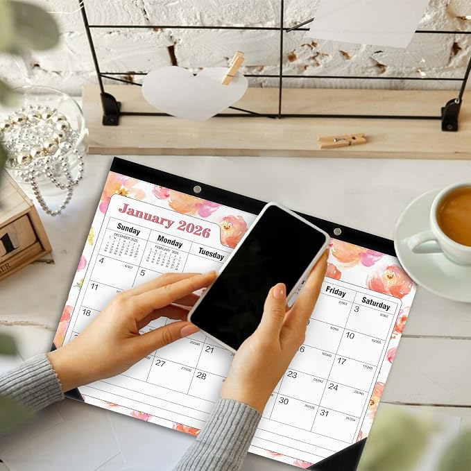 Ymumuda Desk Calendar 2026-2027 Wall Calendar 2 in 1, Monthly Desk Calendar 2026 from JAN.2026 to JUN.2027, 18-Month, Large 12"×17", Waterproof Cover, Hanging Rope, Home/office/School Planners