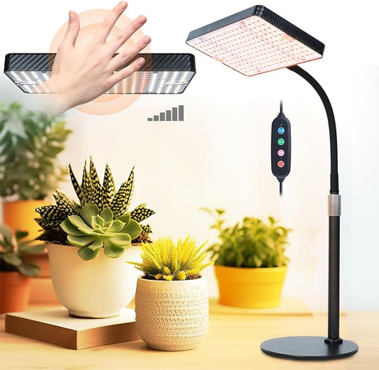 FECiDA Smart Control Desk Grow Light, Tabletop Grow Lights for Indoor Plants, Seed Starting, Bonsai, 4/8/12/16/20H Timer, 25 Watt Power Draw, Bright Enough Like A Small Sun, 16"-24" Height Adjustable