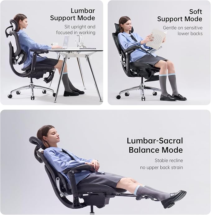 SIHOO Doro C300 Pro V2 Ergonomic Office Chair with Footrest & Full-Body Adaptive Support, 8D Armrests & Breathable Mesh, Comfy High Back Desk Chair for Long Hours, 135° Recline,2 Packs, Jet Black