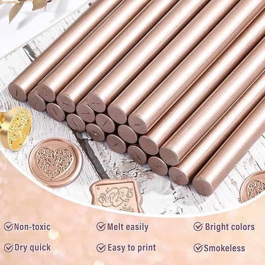 Sealing Wax Sticks, Paxcoo 20pcs Wax Seal Sticks, Glue Gun Sealing Wax Sticks for Wedding Invitations, Letter, Envelope, Cards and Crafts (Champagne Color)