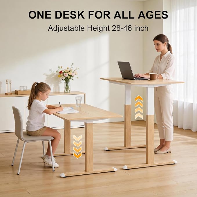 Fromann Electric Sit Stand Standing Height Adjustable Desk Frame, White | Heavy Duty Dual Motor, 2 Stage, Computer Monitor Stands, 250 lbs Capacity up to 84" x 24" Tops, For Home Office