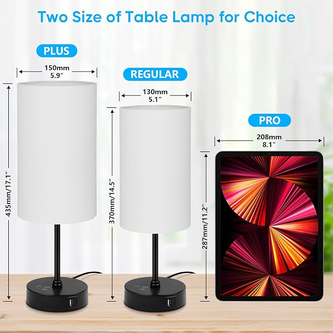 Unicozin 17Inch Table Lamp, 3 CCT 3000K/4500K/6500K & RGB Color Changing, Stepless Dimmable Bedside Lamp for Reading, Ambience Nightstand Light for Home Decor Party, White Shade
