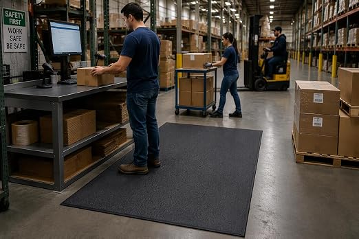 Guardian 24040601 Soft Step Anti-Fatigue Floor Mat, Vinyl, 4'x 6', Black