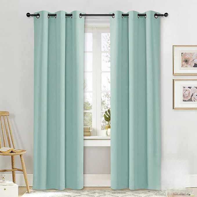 NICETOWN Curtain Blackout Drape Panel, Single Panel, 42 x 84 inch, Aqua Blue, 3 Pass Microfiber Noise Reducing Thermal Insulated Window Drapery with Grommet