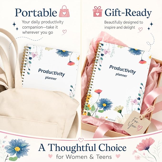 ADHD Daily Planner - Productivity & Undated Task Management Organizer for Neurodivergent Adults, Focused Planner for Men & Women - B5 Colorful Flowers