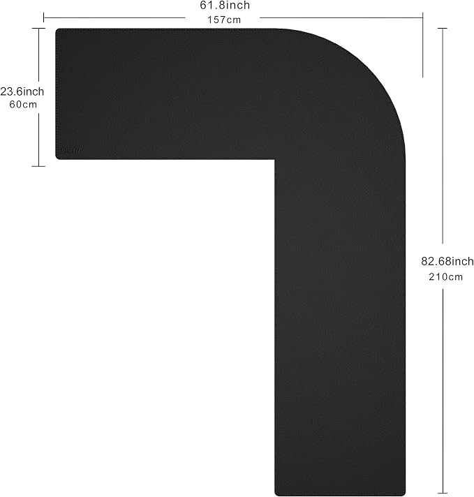 Cacoy 82.7"L x 61.8"L x 23.6"W L-Shaped Desk Mat, 83 Inch PU Leather Large Executive Desk Pad Blotter, Corner Computer Desk Protector for Home Office, L Shaped Gaming Mouse Pad for Corner Desk, Black
