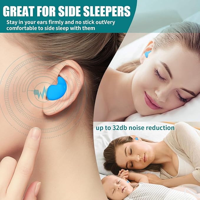 Ultra-Soft Noise Cancelling Sleeping Ear Plugs - Moldable Silicone, Wear Comfortable Noise Repairing Ear Plugs, Reusable for Adults, Kids, Sleep and Swimming, 72 Pieces (Color 1, Round)