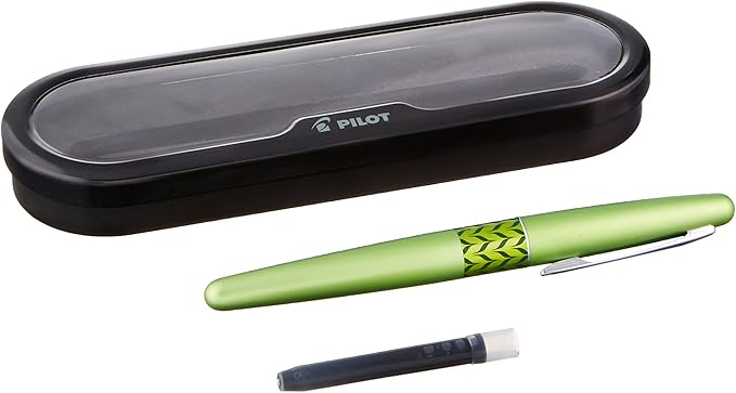 PILOT MR Retro Pop Collection Fountain Pen in Gift Box, Green Barrel with Marble Accent, Fine Point Stainless Steel Nib, Refillable Black Ink (91431)