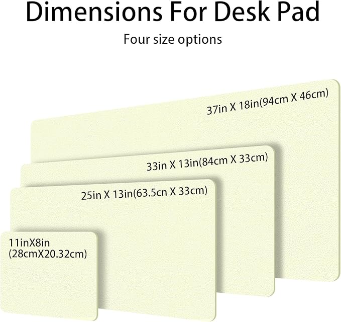 Leather Desk pad Protector, Office Mat, Large Mouse Mat, Non-Slip PU Leather Blotter, Laptop Desk Pad,Waterproof Laptop Computer Desk Keyboard Mat for Office/Work/Home/Decor (White, 25in*13in)