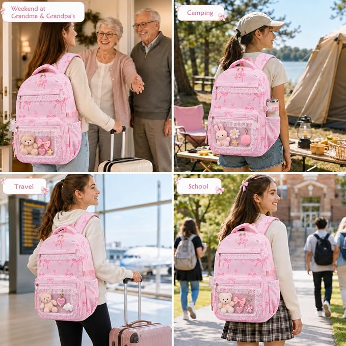 LEDAOU Backpack for Girls School Bag Kids Bookbag Teen Backpack Set Daypack with Lunch Bag and Pencil Case | Kids