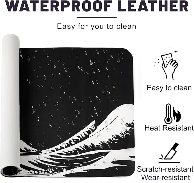 Leather Desk Mat, Desk Pad for Keyboard and Mouse Large Mouse Pads for Desk | Waterproof Desk Mat, Desk Matt for Desktop, Laptop Blotter, Keyboard Pad, Large Mouse Pad, Desk Essentials