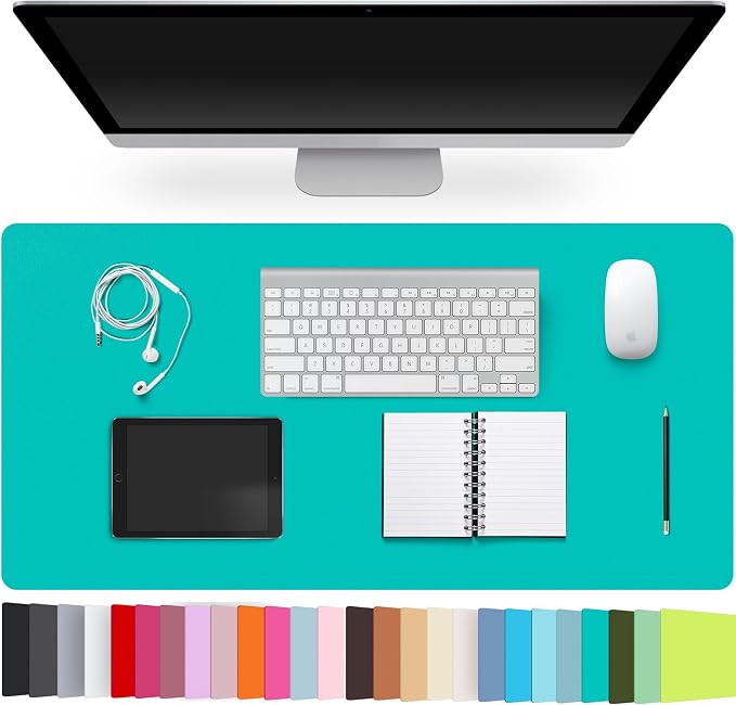 Leather Desk Pad Protector,Non-Slip Desk Pad,on-Slip PU Leather Large Mouse Pad,Easy Clean Desk Protecor Mat,Writing Pad for Office Work/Home/Decor(BrightGreen, 23.6" x 13.7")