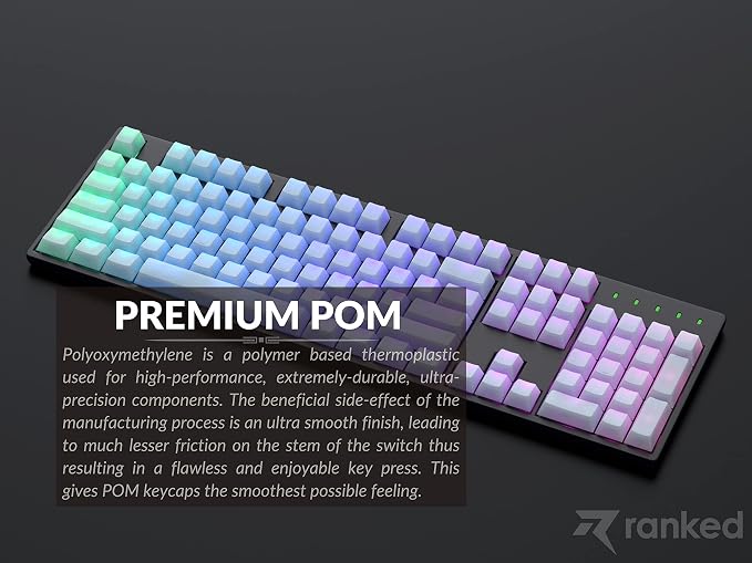 Ranked POM Jelly Premium Translucent Keycap Set | 1.45 mm Thick POM | Cherry Profile for Custom Mechanical Keyboard (White, 169 Keys)