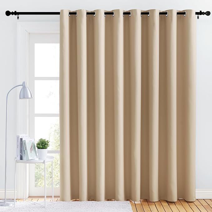 NICETOWN Thick Blackout Curtain and Drape - (120 x 102, Biscotti Beige, 1 Panel) Thermal Insulated Grommet Top Window Drapery for Bedroom, Block Out Light Curtain Panel