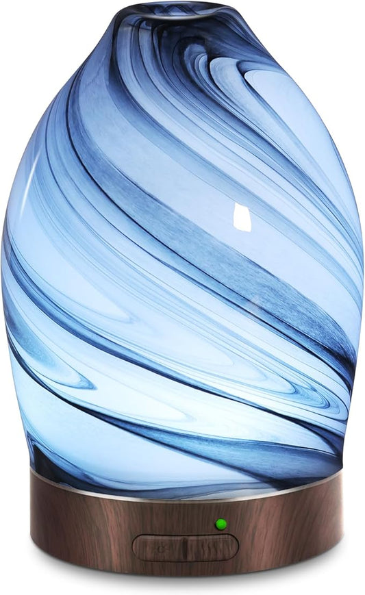 Essential Oil Diffuser Aromatherapy Diffuser -150ml Art Glass Aroma Diffuser for Home Ultrasonic Diffuser with Auto Shut-Off Protection,7 Colors Light for Home Office SPA Decor & Gift (Storm Cloud)