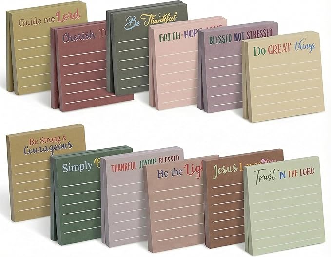 Yinder 24 Pcs Inspirational Sticky Notes Thank You Gift Motivational Sticky Note Pad Employee Appreciation Gift Bulk for Staff Coworker Teacher Nurse Office Groups 3 x 3'' (Bible,Boho)