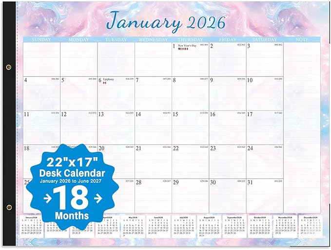 2026 Desk Calendar Large 22x17 – Desk Top Calendar 2026 with plastic cover