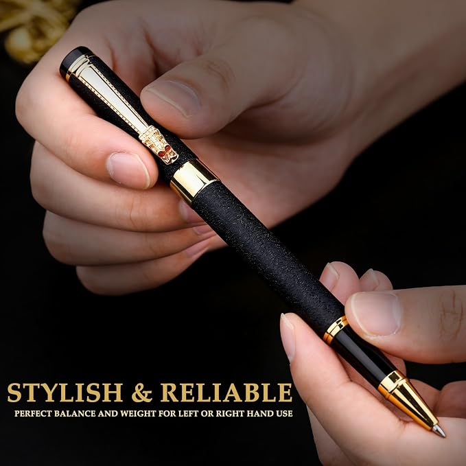 Nice pens for writing | Nice Rollerball Pens with Dragon Design, Elegant Gift Pen,for Men & Women Office & Signature Writing Pen, Refillable Black Ink Business Pen (Black)