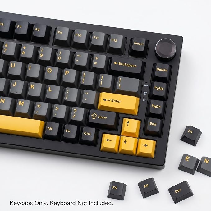 126 Keys PBT Keycaps, Black Grey Orange Double Shot Keycap Set, Cherry Profile Custom Keycaps for Mechanical Keyboard, MX Switches Compatible, Full Size TKL 75% 65% 60% Keyboard Keycaps