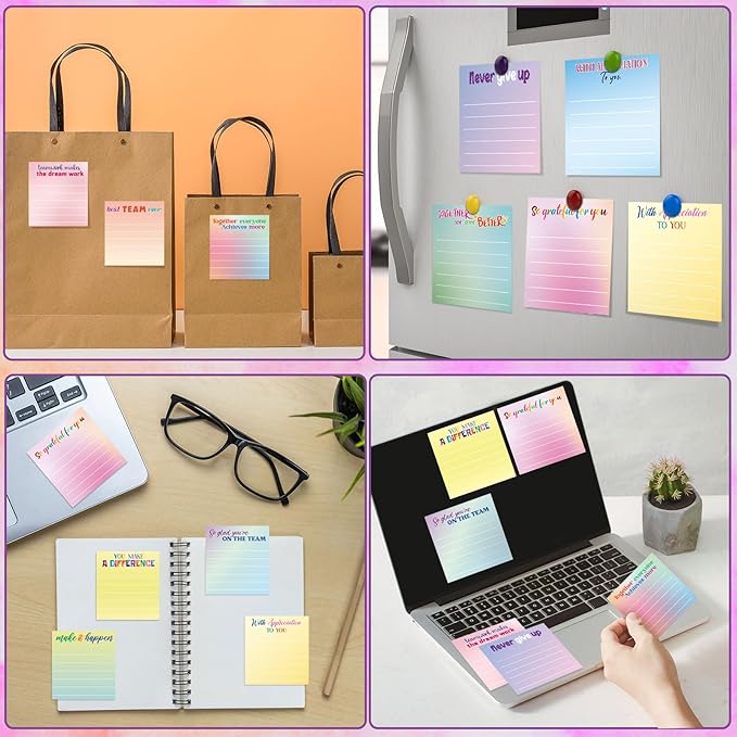 Yinder 24 Pcs Inspirational Sticky Notes Thank You Gift Motivational Sticky Note Pad Employee Appreciation Gift Bulk for Staff Coworker Teacher Nurse Office Groups 3 x 3'' (Thankful,Classic Color)