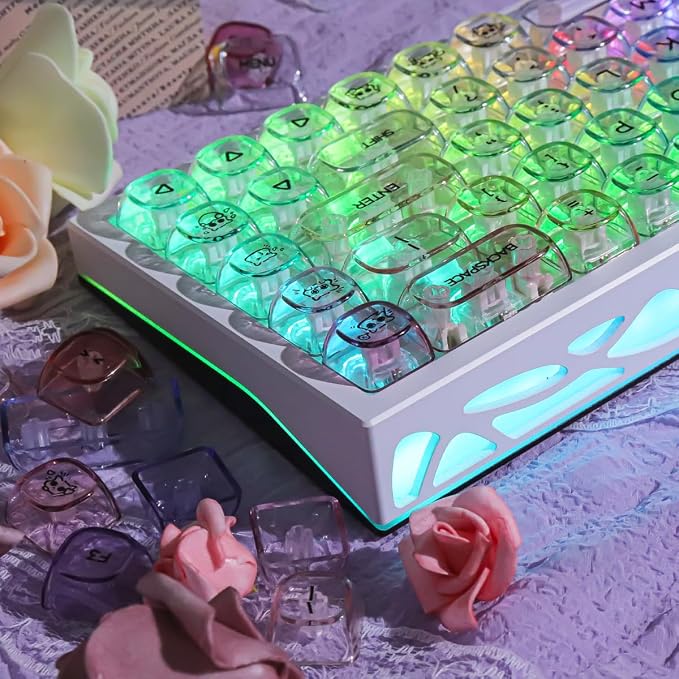 Sunzit Transparent Keycaps-Soft Color 125 Keys, MOA Profile Keycap Set, Custom Minimalist Style Keycaps, Fully Backlit Key Cap for MX Switches Mechanical Keyboard