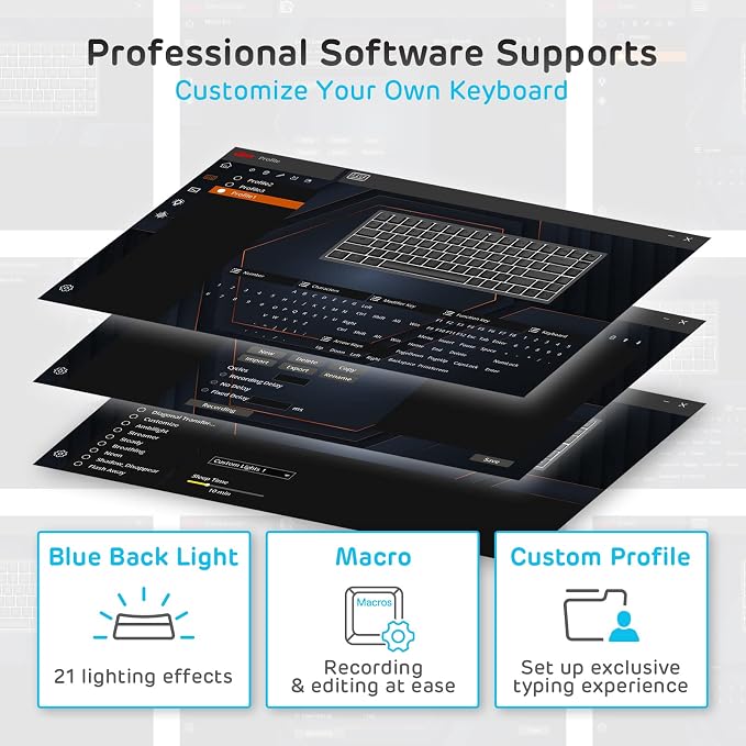 RK ROYAL KLUDGE RK84 Blue Backlit 75% Triple Mode BT5.0/2.4G/USB-C Hot Swappable Mechanical Keyboard, 84 Keys Tenkeyless Mechanical Keyboard w/Detachable Frame & Programmable Software, Blue Switch