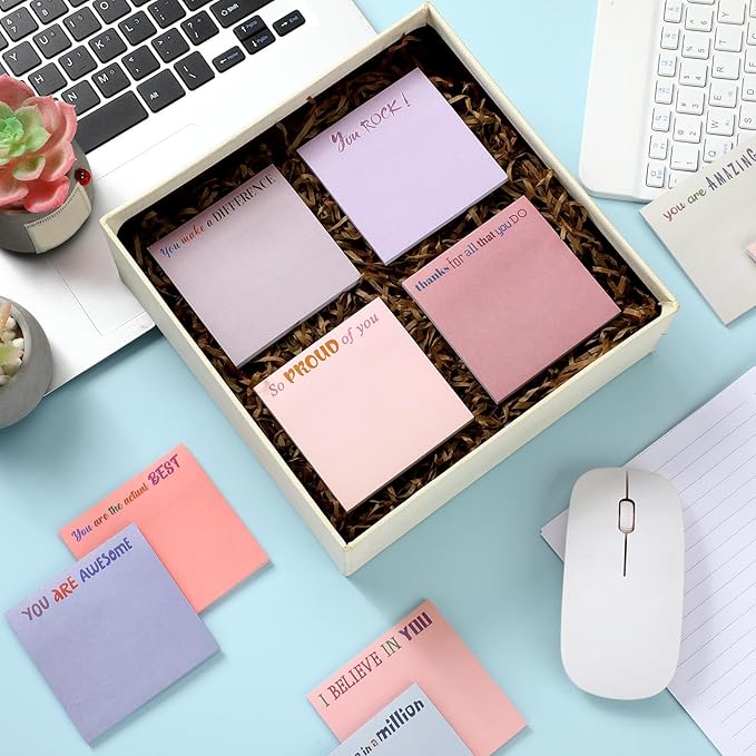 Yinder 24 Pcs Inspirational Sticky Notes Thank You Gift Motivational Sticky Note Pad Employee Appreciation Gift Bulk for Staff Coworker Teacher Nurse Office Groups 3 x 3'' (Thank You,Aesthetics)