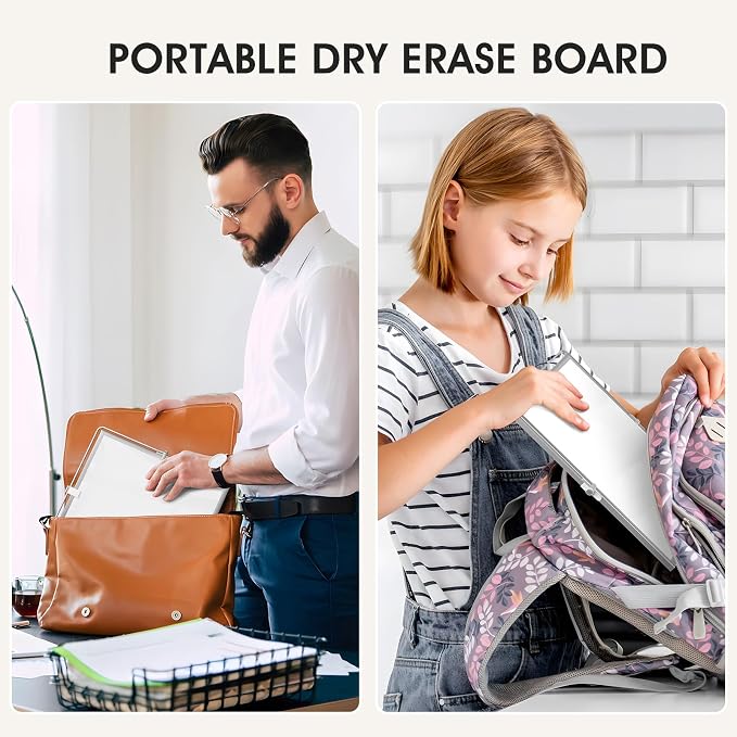 MaxGear Small White Board with Stand, 10" x 10" Double-Sided Whiteboard | Desk Mini Dry Erase Board for Drawing, Kitchen Grocery List, Memo, Planning, Magnetic Surface Aluminium Frame