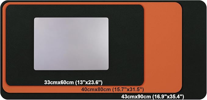 Dual Sided Desk Pad Faux Leather Desk Mat Large Mouse Pad | Desk Pad Protector Non-Slip Waterproof Desk Mouse Pad for Writing Desk, Office, Home(Orange Black 23.6"X13")