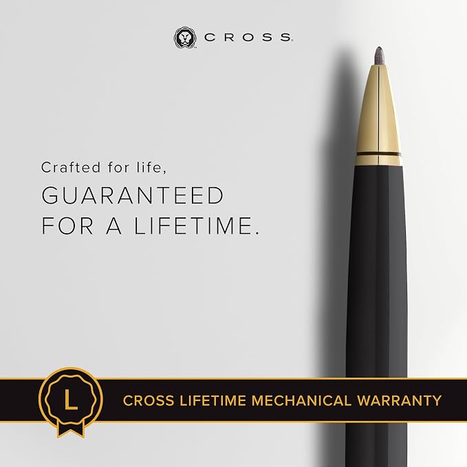 Cross Coventry Black Lacquer with Gold-Tone Ballpoint Pen - Refillable Pen for Smooth Writing - Professional, Elegant Accessory - Black Ink - Long-Lasting Use - Desk Essential - Gift-Ready
