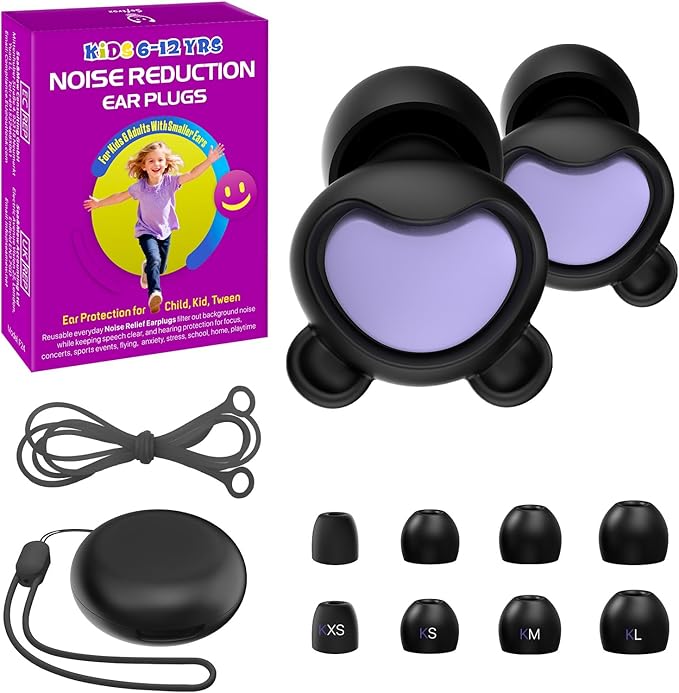 Kids Noise Reduction Ear Plugs(6+yrs) – Reusable Child Ear Protection for Sensitive Ears, Comfortable Earplugs for School, Travel, Focus, Concert, Sleep & Loud Events, 26dB Hearing Protection, 1Pair