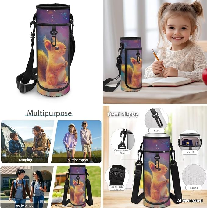 Doojoayie Elementary School Backpack for Girls Squirrel Bookbag with Lunch Box Kawaii Kids Backpack Ages 7-8 Girls School Supplies for Primary 1st Grade Schoolbag Traval Back Pack