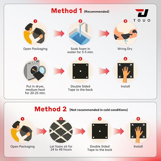 96 Pack Acoustic Panels – Sound Proof Foam Panels for Wall 12"x12"x1", Flame Retardant Wedge Acoustic Foam, High-Density Sound Absorbing Panels for Home Studio(Black, 1" Thick 96 Pack)