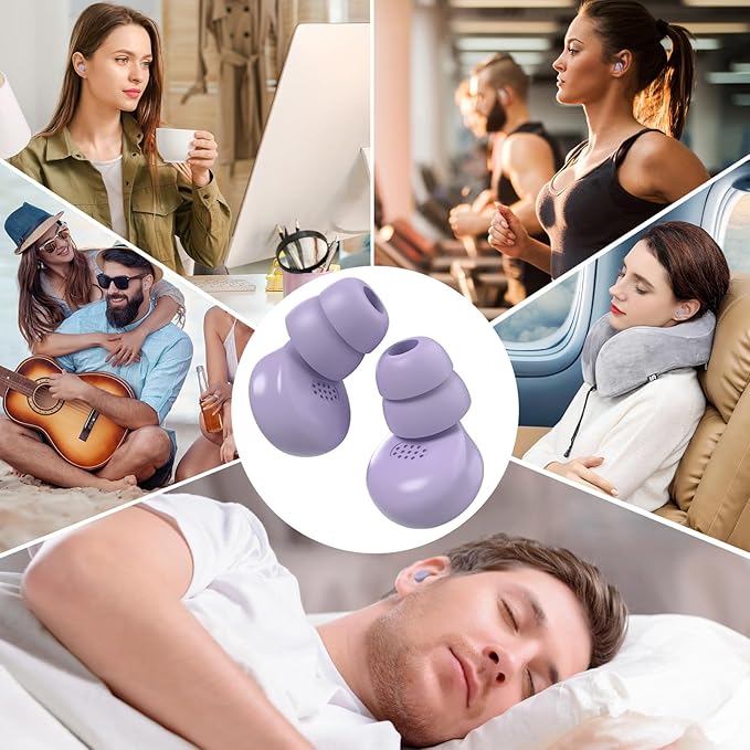 M1 Ear Plugs,45dB Ear Plugs for Sleeping,High Fidelity Concert for Noise Reduction,Work,Travel,Sports,with 6 Silicone Earplug Tips,Reusable Noise Cancelling,Purple