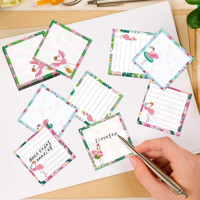 Flamingo Sticky Notes Gifts - 9 Pack Pink Flamingos Notepads 3x3 Inch Gifts, Summer Animals Memo Pads Office School Supplies for Friends Coworkers (450 Sheets)