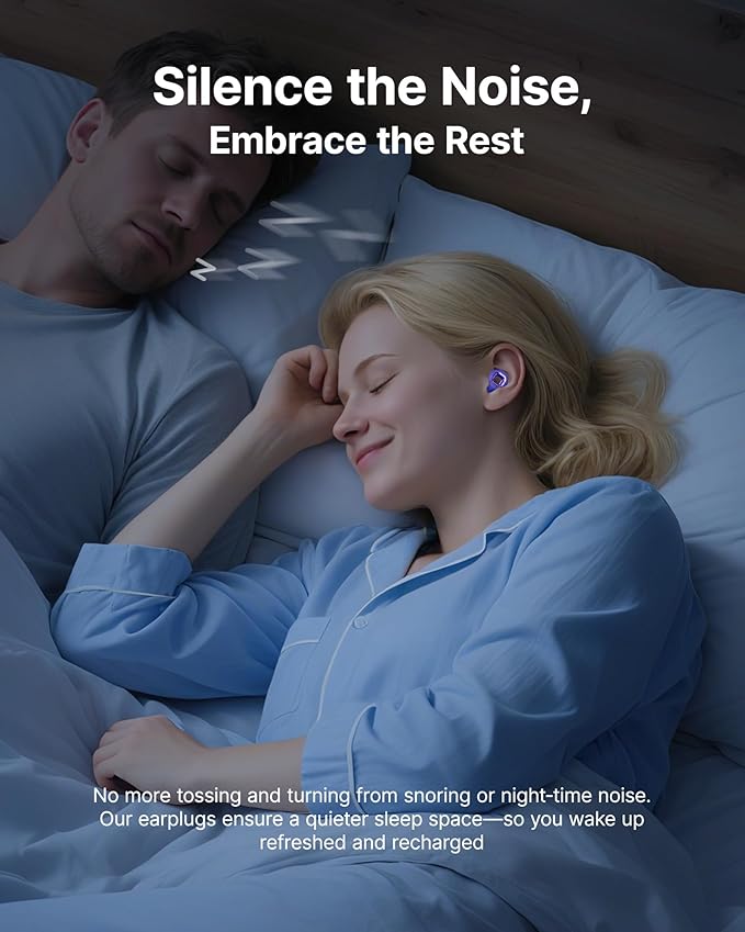Ear Plugs for Sleeping Noise Cancelling, 45dB Reusable Earplugs for Noise Reduction, Hearing Protection Ear Plugs with 8 Ear Tips, Soft Silicone Earplugs for Sleep, Concerts, Snoring, Study (Blue)
