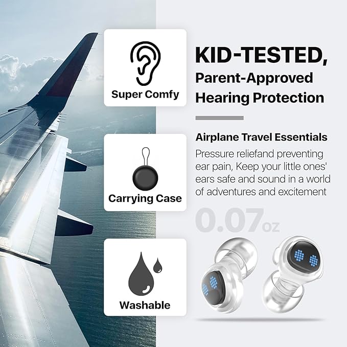 Kids Ear Plugs 6+, Reusable Noise Reduction Extra Small Earplugs for Focus, Concert, Travel, Anxiety, Sleep, Sensitive, Events, School – 26 dB Noise Canceling Soft Silicone Hearing Protection