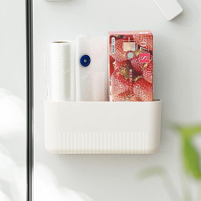Magnetic Cup Storage Holder for Fridge, Locker Magnetic Organizer Bin Basket for Pen,Mail,Card,Laundry,Board,Large Size,White